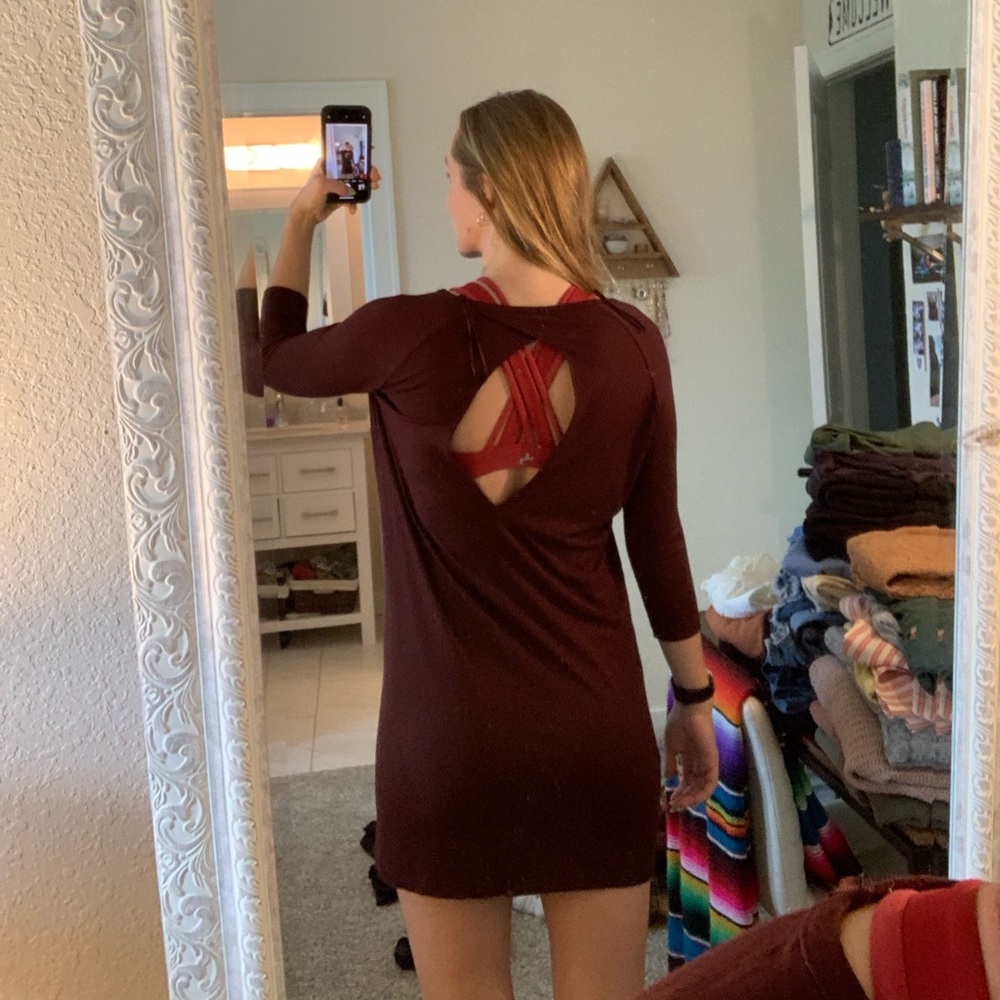 Maroon shift dress